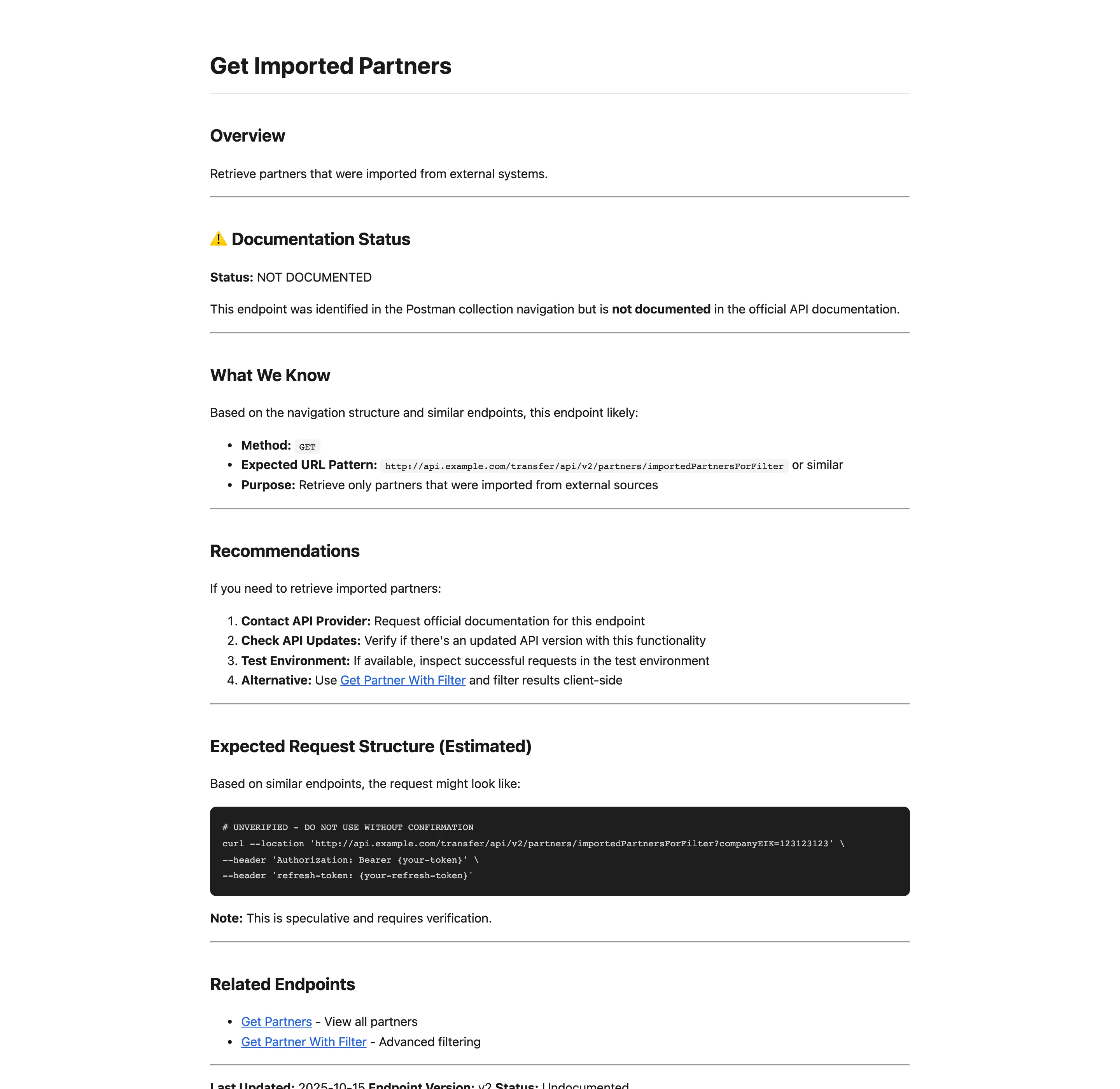 What the vendor listed but never documented.