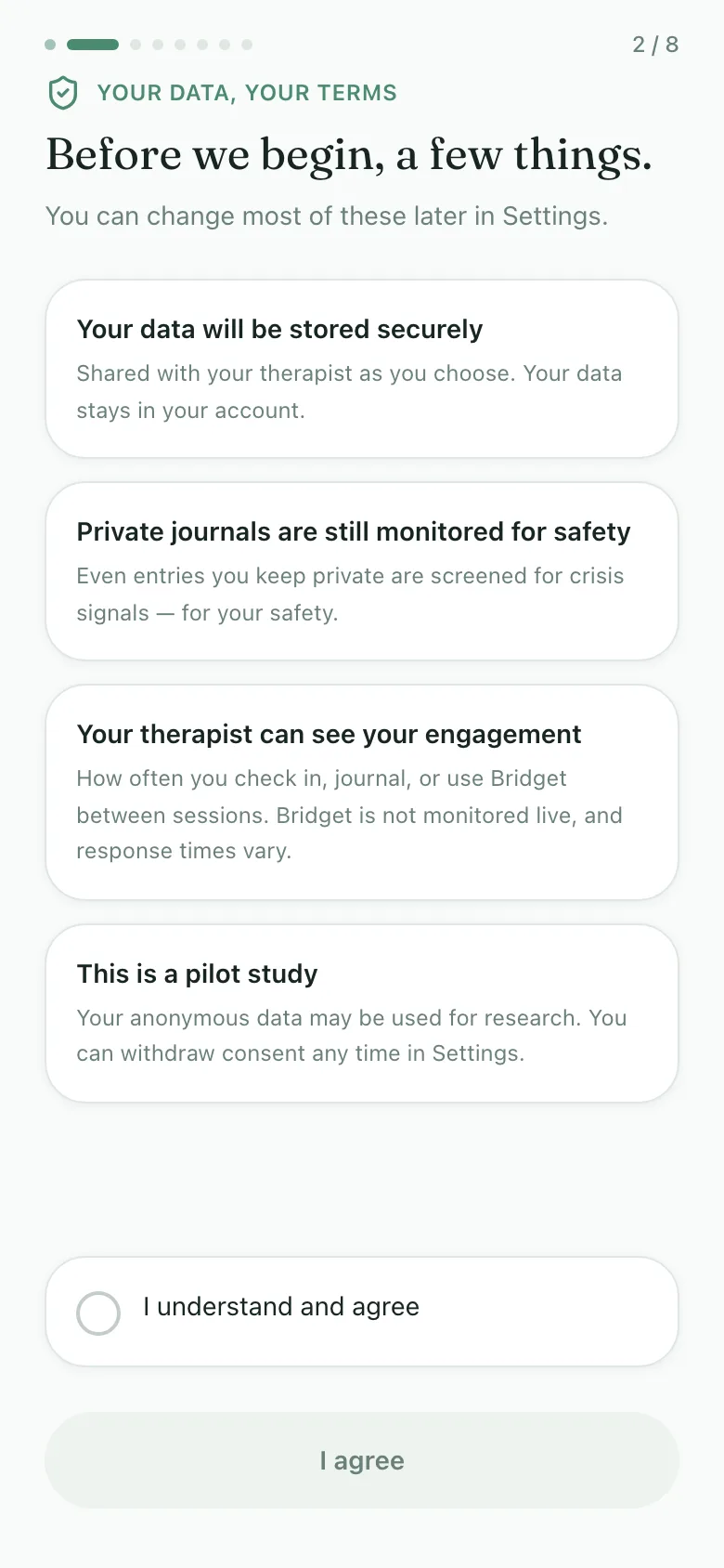 Consent screen before anything is recorded.
