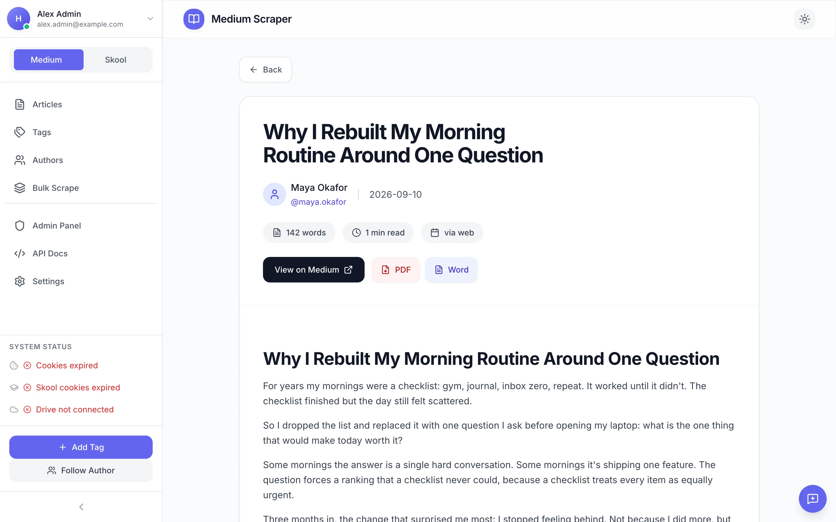 An article, converted and stored.