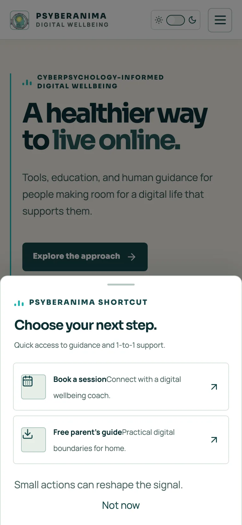 The homepage with quick actions open.